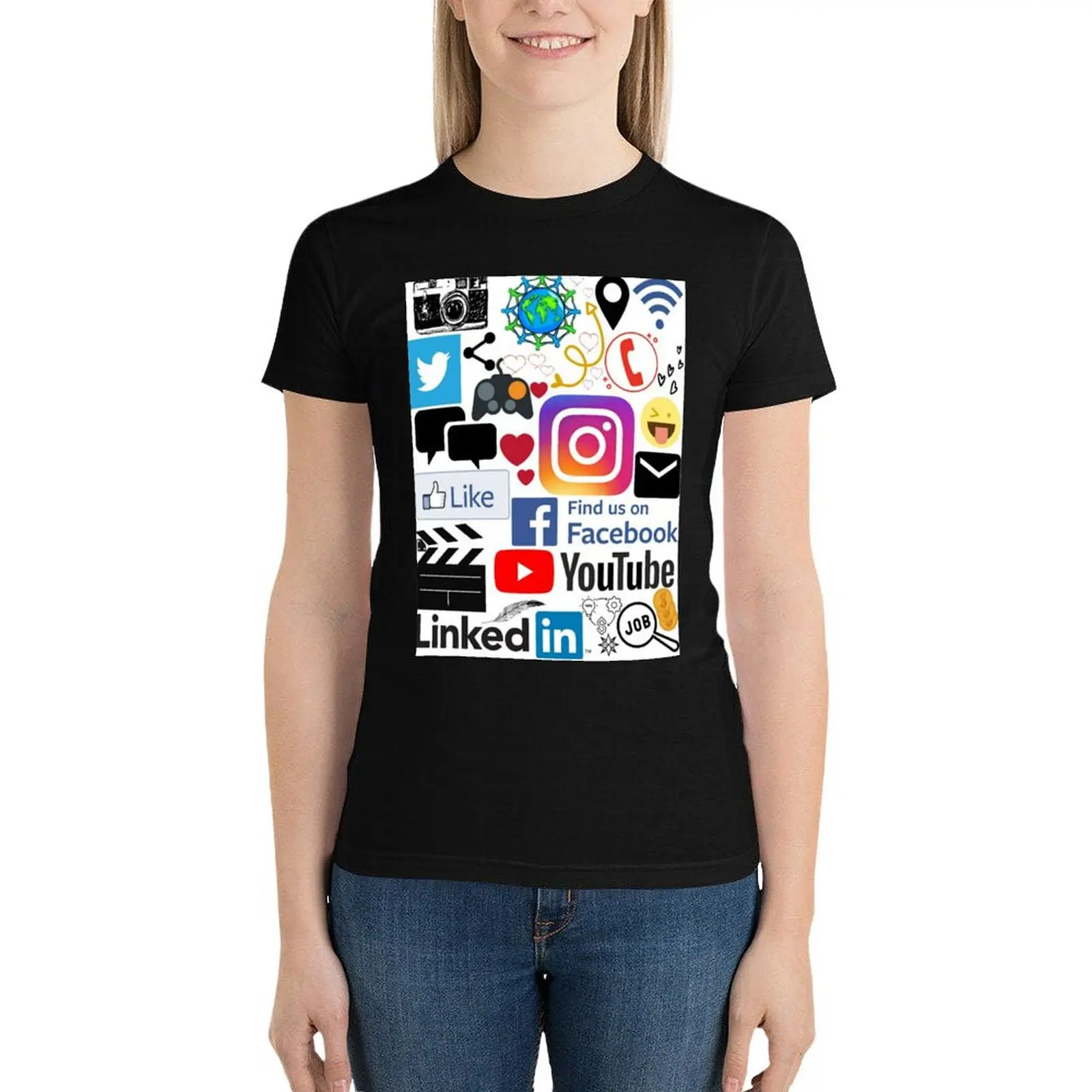 Lovers of social media T-Shirt hippie clothes Short sleeve tee clothes for Women
Lovers of social media T-Shirt hippie clothes Short sleeve tee clothes for Women