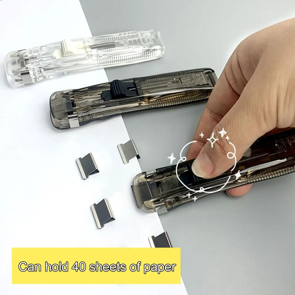 Clip Push Clipper Reusable Not Damage Paper Portable Plastic Clip Push Clipper Latest Stapler for School
Clip Push Clipper Reusable Not Damage Paper Portable Plastic Clip Push Clipper Latest Stapler for School