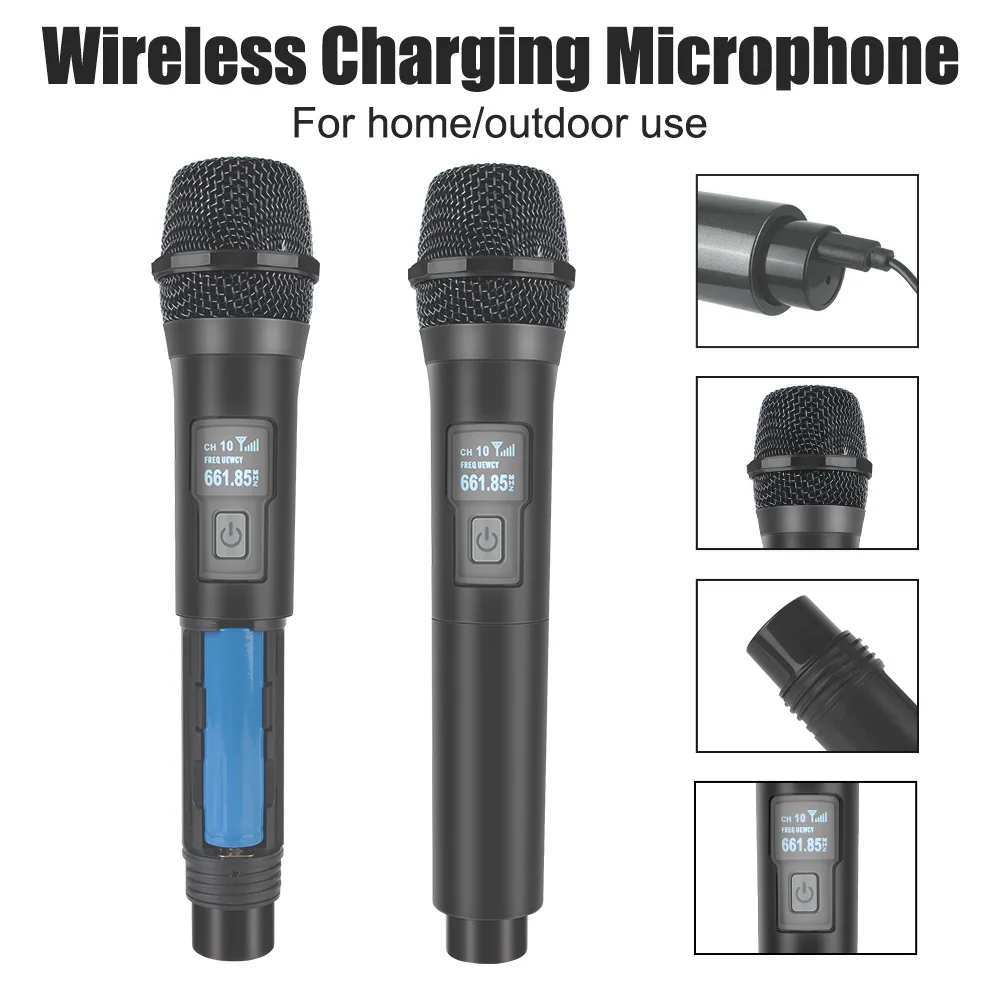 

Rechargeable Professional For Home Party Karaoke Singing Wireless Microphone Handheld Extra Long Endurance With Charger