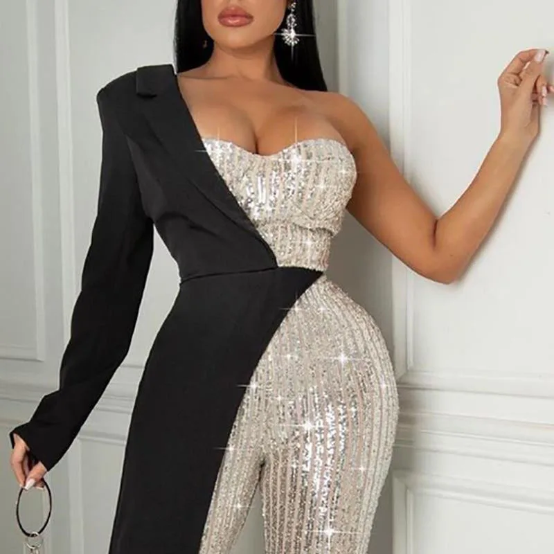 Autumn New Jumpsuit Women Fashion Sequins Patchwork Short Sleeve Slim Bodycon Outfits Lady Elegant Sexy One Piece Party Overalls
Autumn New Jumpsuit Women Fashion Sequins Patchwork Short Sleeve Slim Bodycon Outfits Lady Elegant Sexy One Piece Party Overalls