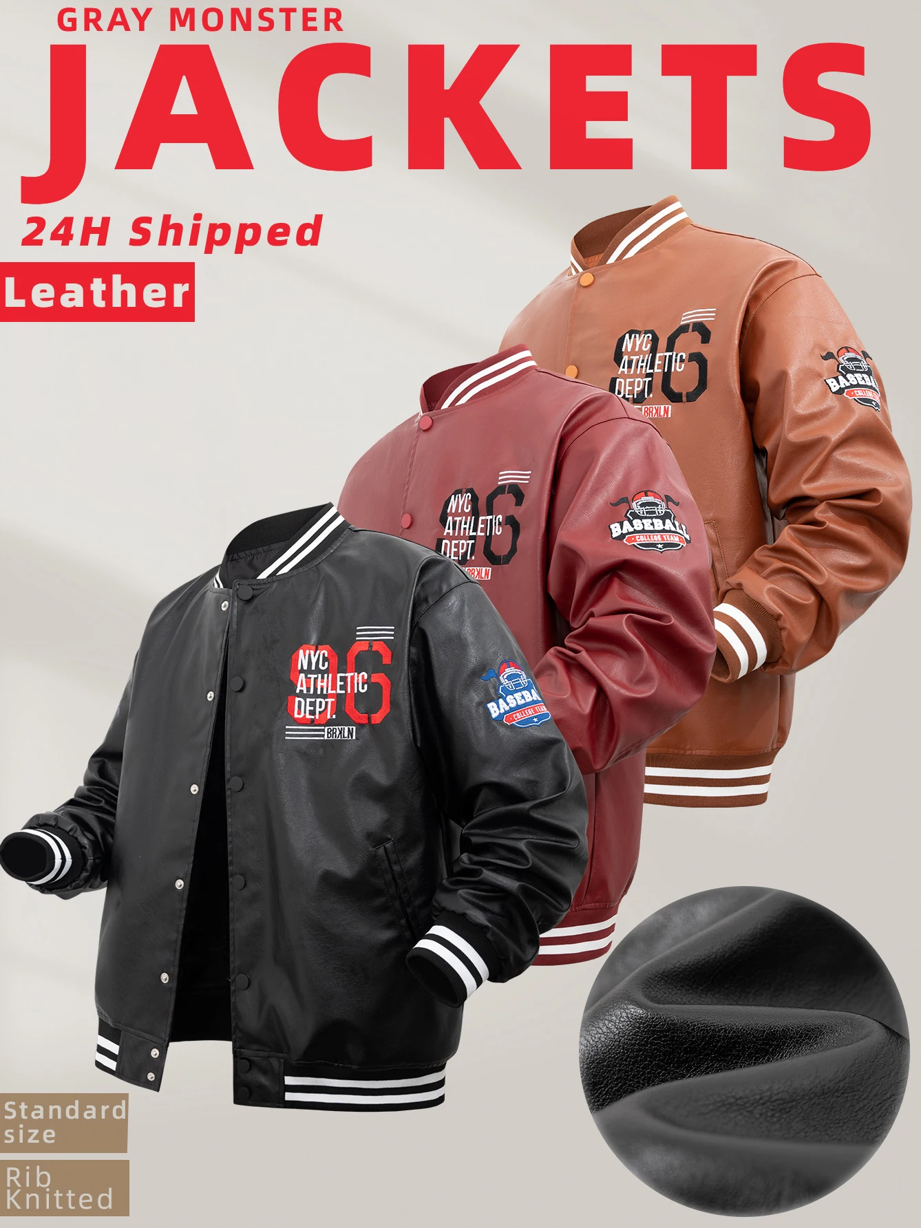 Men's Faux Leather Motorcycle Jackets Football Embroidery Biker Outerwear 24H shipped Spring & Autumn Loose Baseball Coats
Men's Faux Leather Motorcycle Jackets Football Embroidery Biker Outerwear 24H shipped Spring & Autumn Loose Baseball Coats