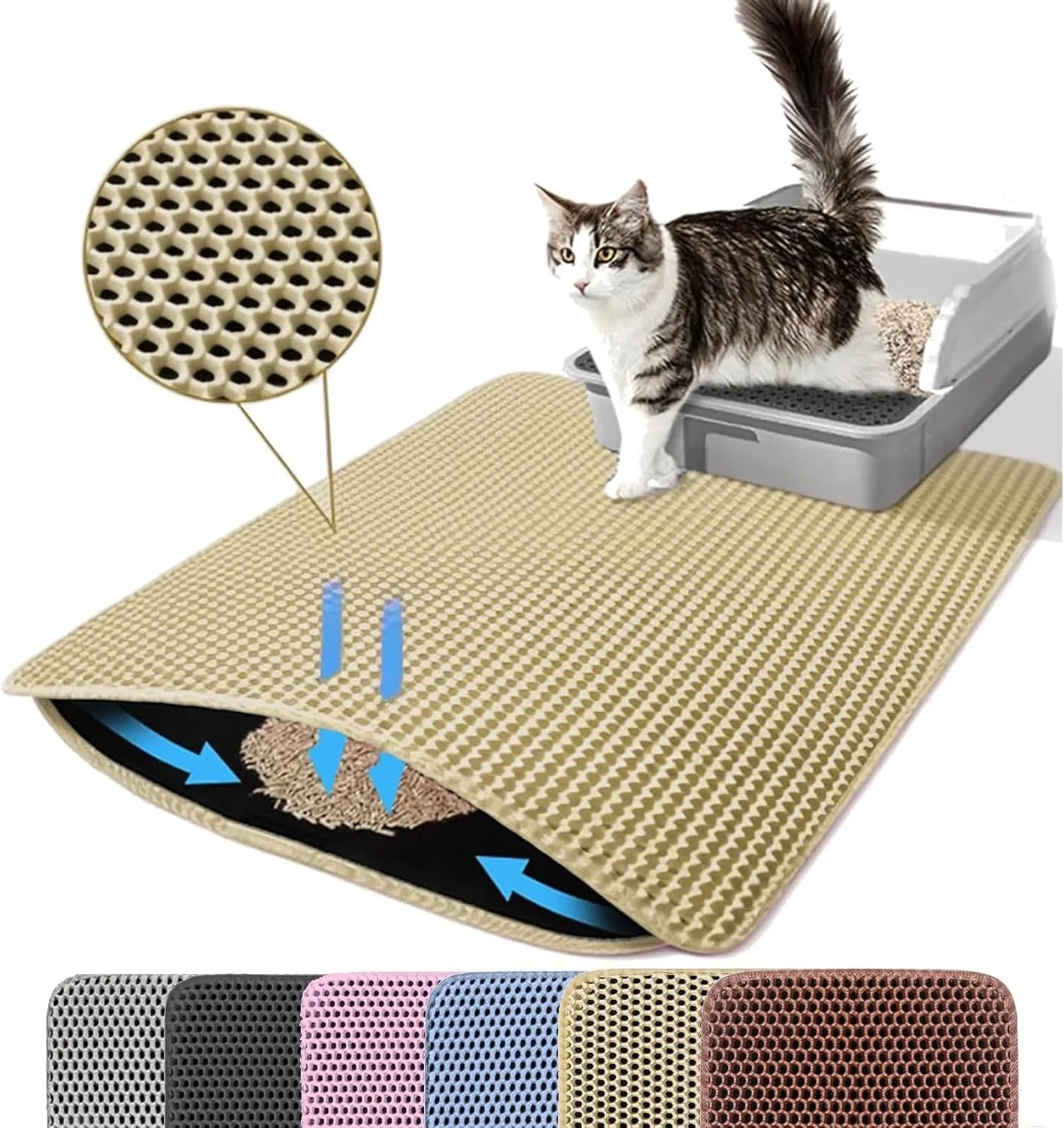 Double-Layer Waterproof Cat Litter Mat – Non-Slip, Wear-Resistant Litter Box Trapping Mat Double-Layer Waterproof Cat Litter Mat – Non-Slip, Wear-Resistant Litter Box Trapping Mat