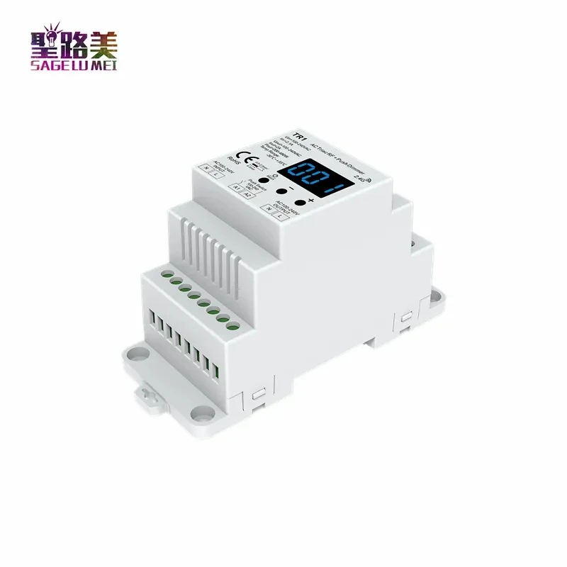 

LED Triac RF Push Dimmer TR1 AC220V Input High Voltage AC100-240V Output 1CH To Dim Trailing Edge Dimming Din Rail Triac Dimmer