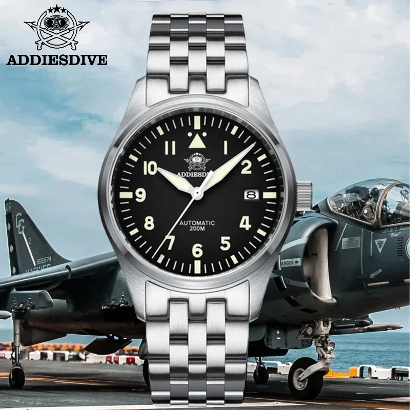 

ADDIESDIVE 39mm Mens Automati Watch NH35 Sapphire Mechanical Watches Stainless Steel Super Luminous 200M Diving MY-H2 Wristwatch