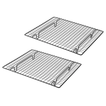 논스틱 케이크 냉각 랙 베이킹 랙, 쿠키 비스킷 빵 머핀 건조 스탠드 쿨러, 그리드 네트 와이어 거치대 도구, 2X