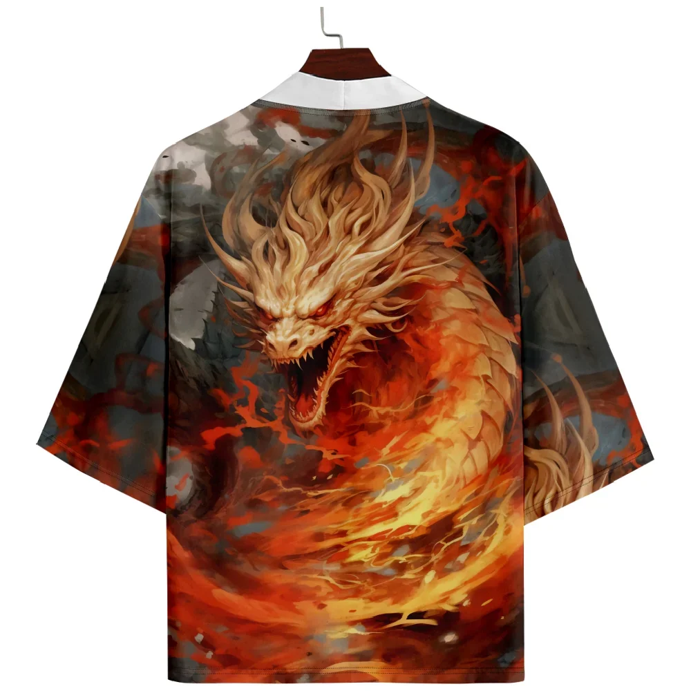 

6XL Streetwear Anime Dragon Print Shirt Clothing Traditional Haori Kimono Women Men Japanese Anime Asian Cardigan Yukata