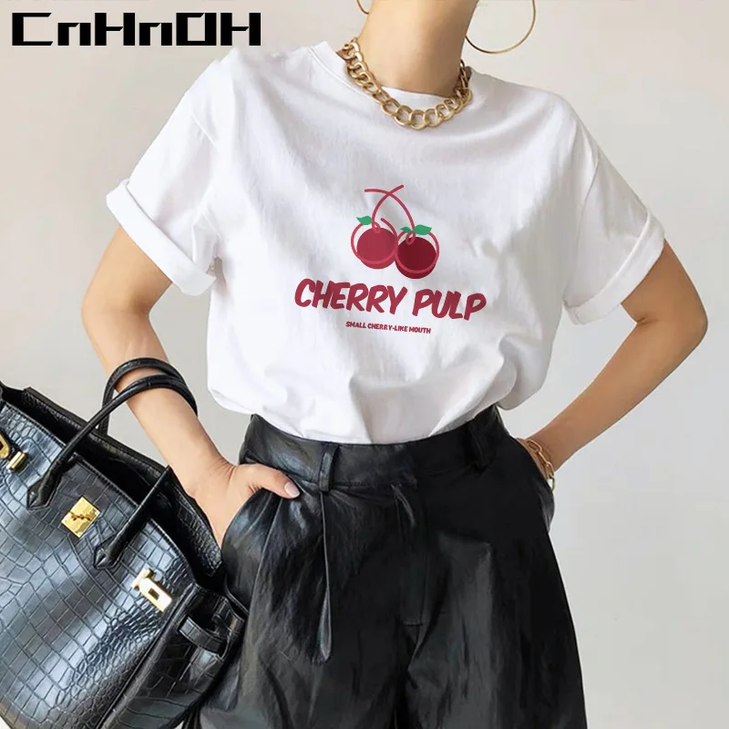 

CnHnOH Women's Short-sleeved T-shirt Women In2022 Spring and Summer New Cotton Loose Bottoming Top Fashion