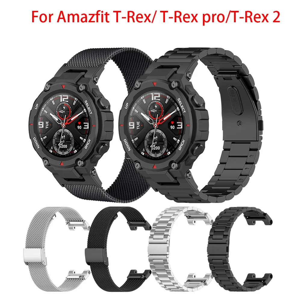 

New Luxurious Stainless Metal Steel Band For Amazfit T Rex Pro Smart Watch Strap Metal Bracelet For Xiaomi Huami Amazfit T Rex2