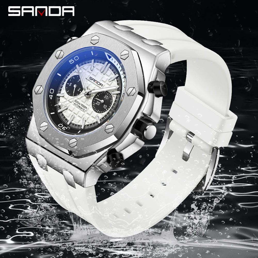 

2023 Sanda New Nightlight Weekly Calendar Mechanical Watch Fashion Trend Three Eyes Six Needle Fully Automatic Men's Watch 7028