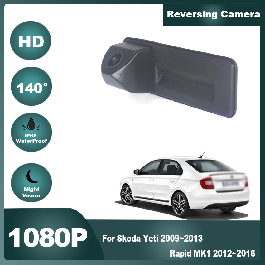 

CCD HD Fisheye Rear View Camera For Skoda Yeti 2009~2013 Rapid MK1 2012~2016 Car Trunk Handle Camera Reverse Parking Monitor