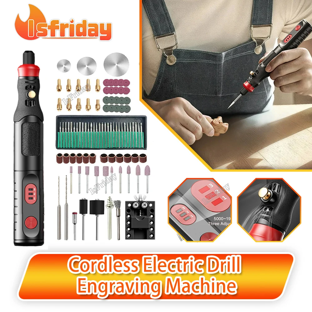 5000-19500r 4.2V Cordless Electric Drill Engraving Machine Rechargeable Drill Tool Micro Rotary Tool Engraver Electric Drill Set
5000-19500r 4.2V Cordless Electric Drill Engraving Machine Rechargeable Drill Tool Micro Rotary Tool Engraver Electric Drill Set
