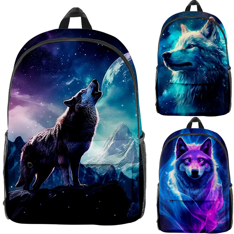 

Astral Wolf Backpacks Teenager Boys Animals Tiger School Bags Travel Bag Angry Lion Children Backpack Oxford Notebook Rucksack