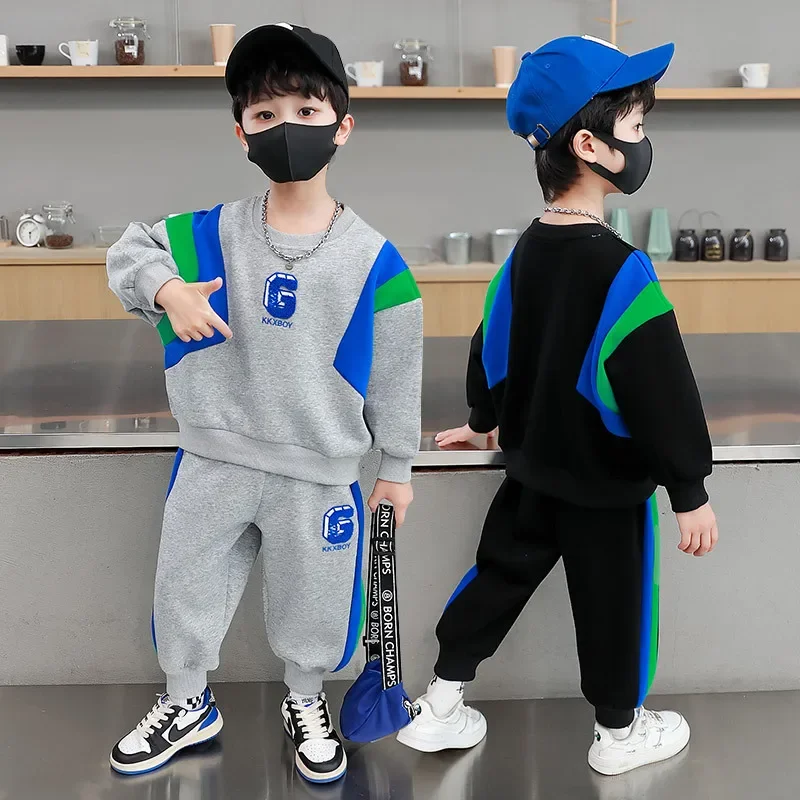 

Spring Boys Clothing Sets Long Sleeve Sweatshirts+pants 2 Pcs/set Sports Suits for Kids Teenager Tracksuits School Clothes