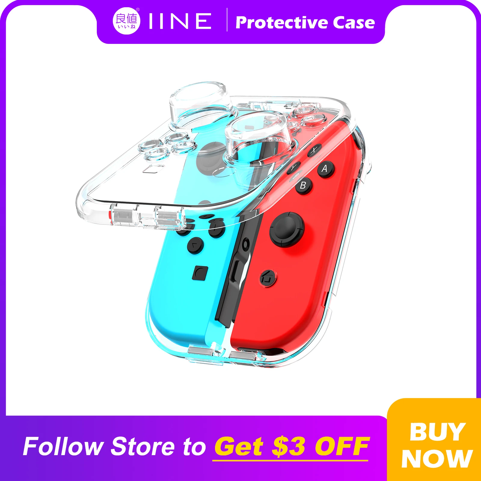 

IINE Mini Version PC Transparent Storage Box For Nintendo Switch Joy-Con No-Wristband Version