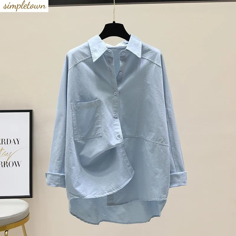 

Pure Cotton Shirt Women's 2024 Spring/Summer New Korean Edition Loose and Slimming Casual Versatile Solid Color Shirt