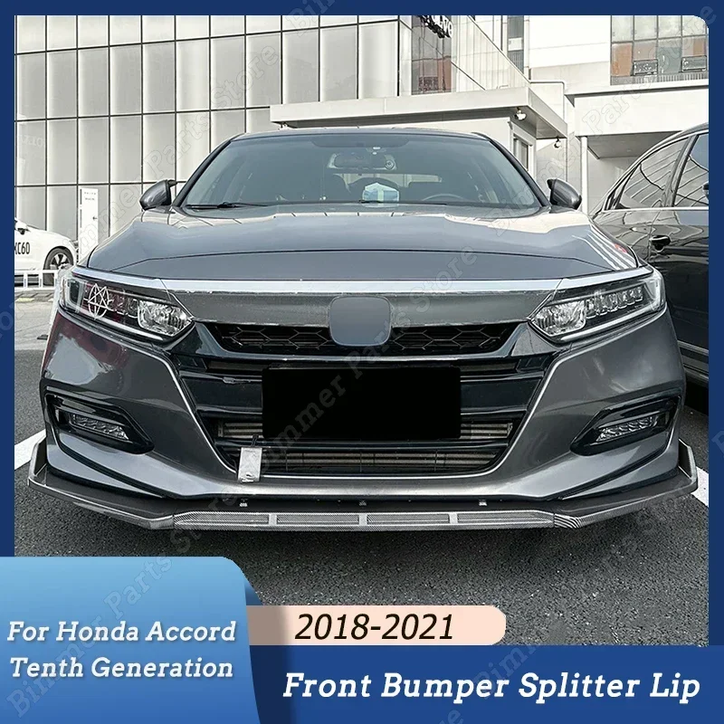 Сплиттер для губ на передний бампер автомобиля, диффузор, блеск, черный тюнинг, комплект кузова, спойлер для Honda Accord Tenth Generation 2018 2019 2020