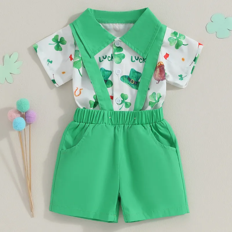 Newborn Baby Boy Irish Bodysuit Shorts Sets Summer Clothes Gentleman Shamrock Hat Short Sleeve Jumpsuit with Suspender Shorts
Newborn Baby Boy Irish Bodysuit Shorts Sets Summer Clothes Gentleman Shamrock Hat Short Sleeve Jumpsuit with Suspender Shorts