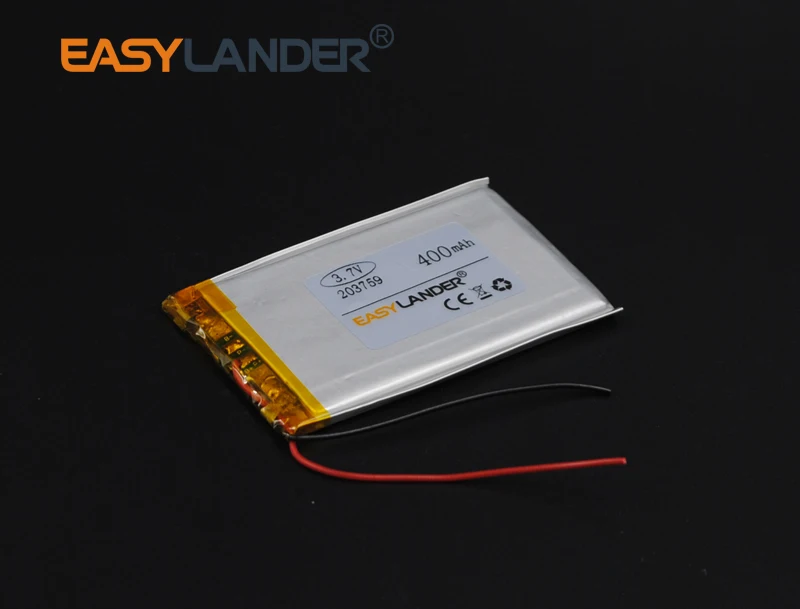 10pcs/Lot 3.7V 400mAh 203759 Rechargeable li Polymer Li-ion Battery For GPS PSP MP3 SPeaker DIY PAD Power LED Bluetooth Pen
10pcs/Lot 3.7V 400mAh 203759 Rechargeable li Polymer Li-ion Battery For GPS PSP MP3 SPeaker DIY PAD Power LED Bluetooth Pen