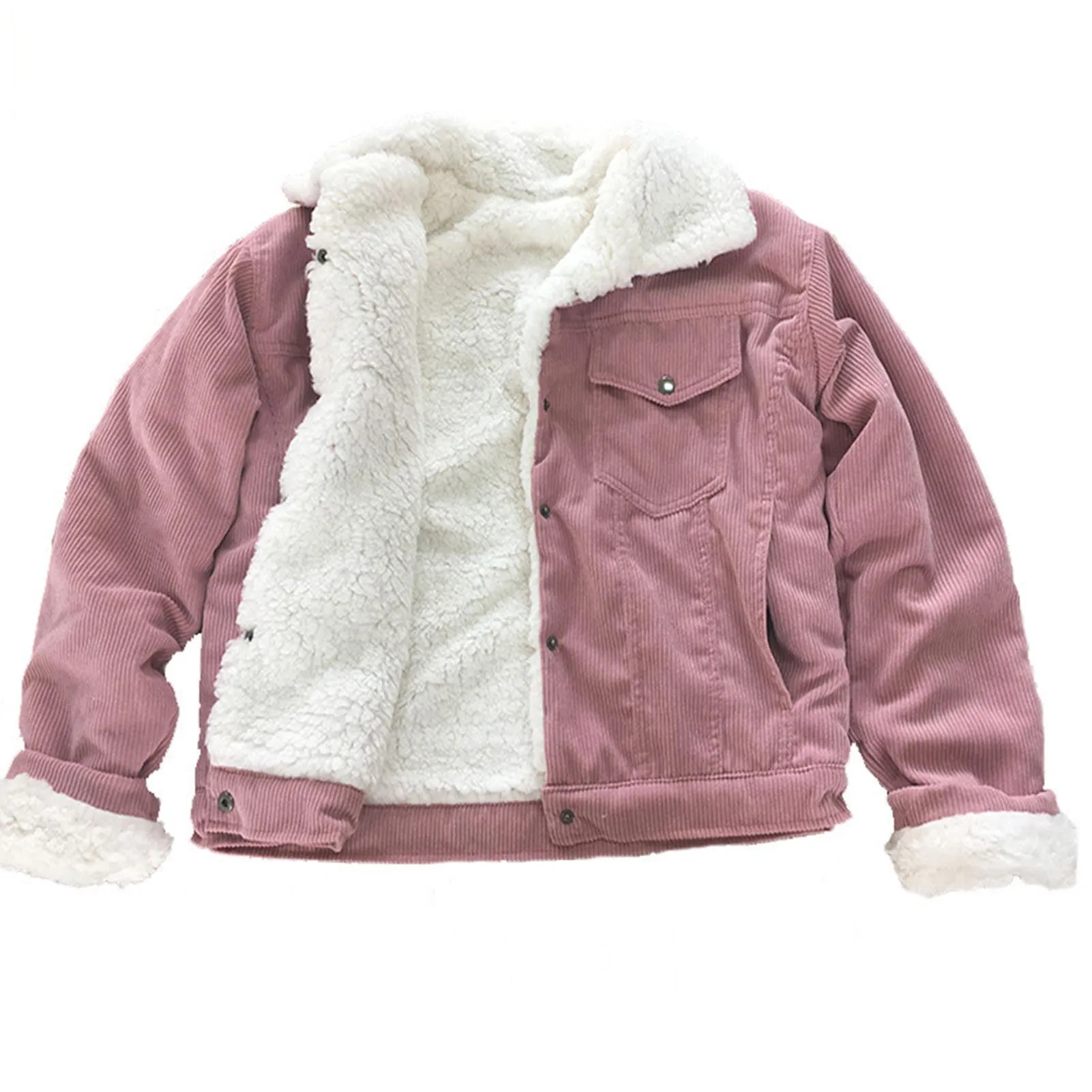 

Women's Short Lamb Fleece Coat Lapel Collar Warm Plush Lining Coat for Wife Mother Daughter Friends