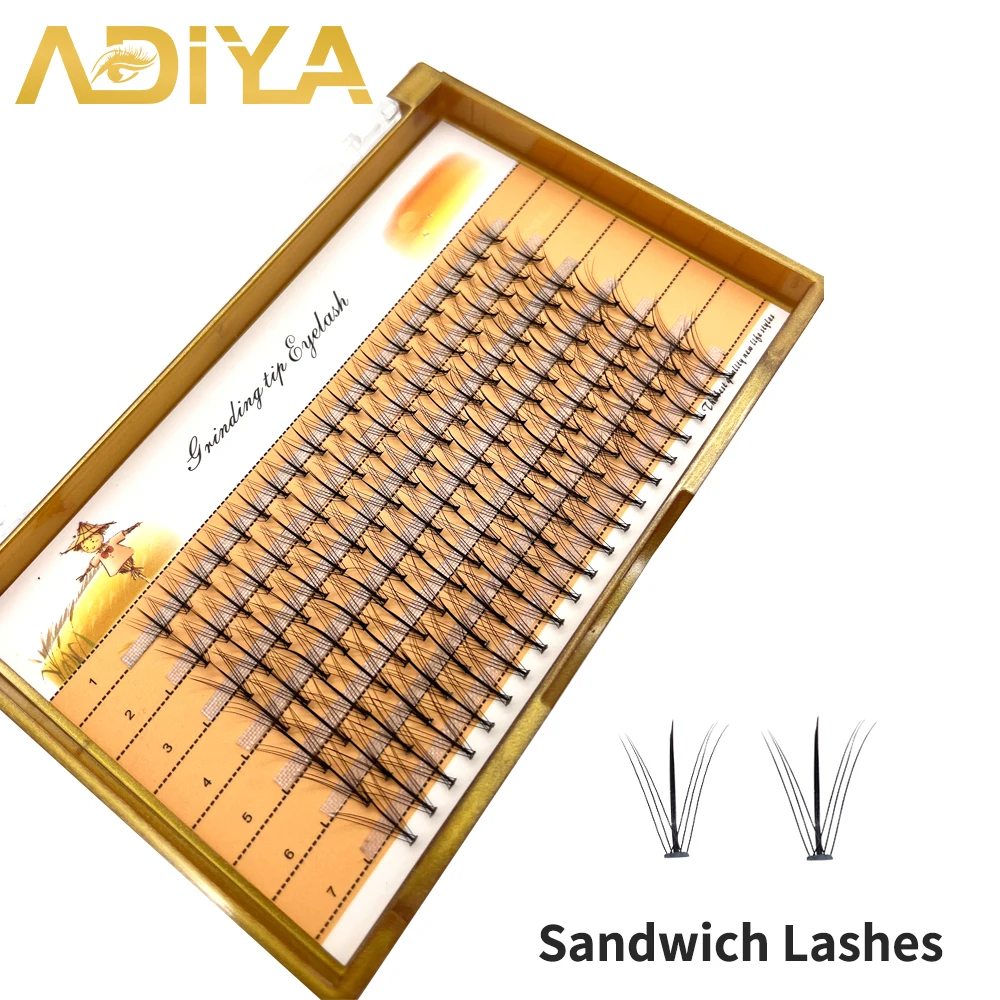 

Sandwich Eyelashes Extension 8-14mm Mix Individual Cluster Lashes Fishtail| 10D| A Shape|Fairy Spikes Lashes for DIY Homeuse