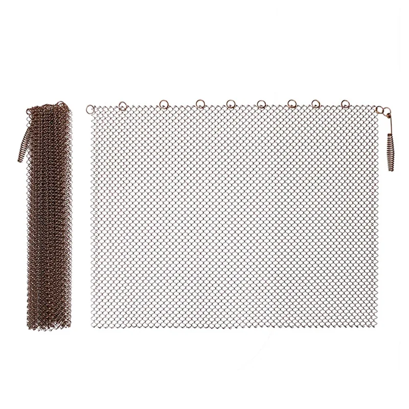 

2pcs Fireplace Mesh Screen Curtain Fireplace Protection Tools &handle 61CM*45.7CM Outdoor Metal Decorative Mesh Cover Fireplace