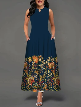 Vestido preto longo vintage feminino, sem mangas, vestidos de festa casuais, elegante