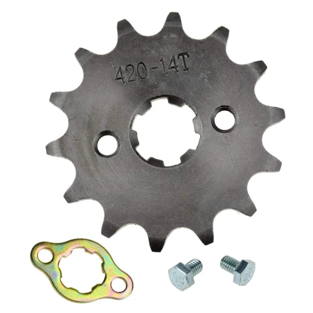 420 14T 17mm Motorcycle Front Engine Sprocket for 50cc 70cc 110cc 125cc 140cc 160cc Honda HONDA Z50 CT70 Speed Mini Bike TaoTao
420 14T 17mm Motorcycle Front Engine Sprocket for 50cc 70cc 110cc 125cc 140cc 160cc Honda HONDA Z50 CT70 Speed Mini Bike TaoTao