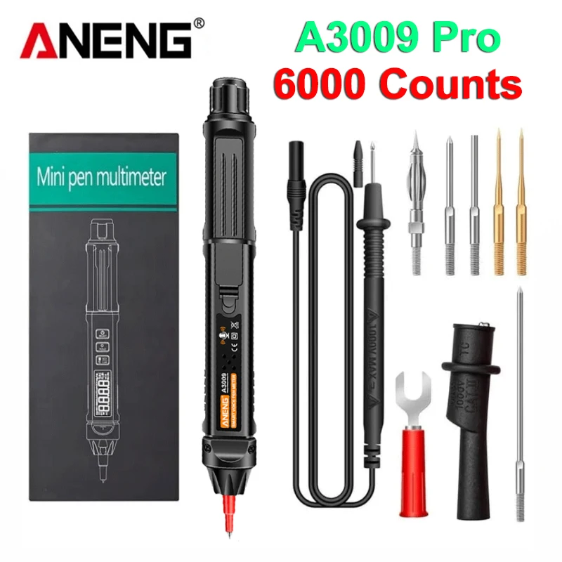 ANENG A3009 Pro Pen Type Multimeter Intelligent Voice Broadcast Pen Tester Multimetro Digital Meter DC AC Voltage Line Test Tool
ANENG A3009 Pro Pen Type Multimeter Intelligent Voice Broadcast Pen Tester Multimetro Digital Meter DC AC Voltage Line Test Tool