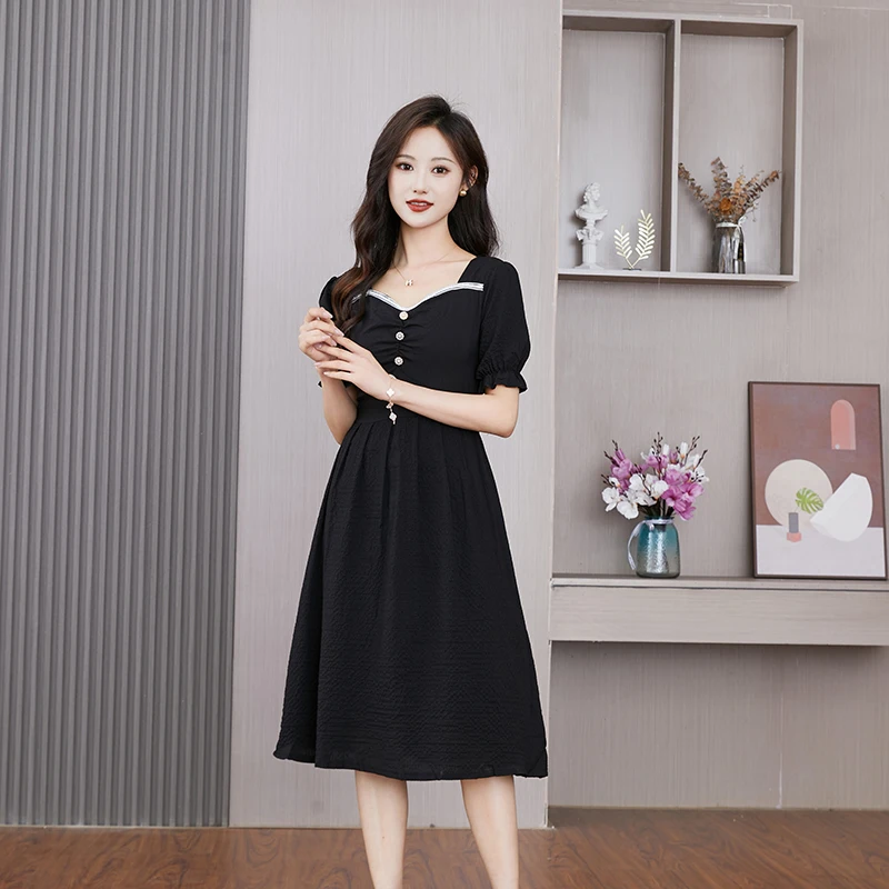 Women Fashion A Line Dress Elegant Work Mid-calf Vestido Summer Short Sleeve Sundress Femme Elegant High-end Sexy Party Robe
Women Fashion A Line Dress Elegant Work Mid-calf Vestido Summer Short Sleeve Sundress Femme Elegant High-end Sexy Party Robe