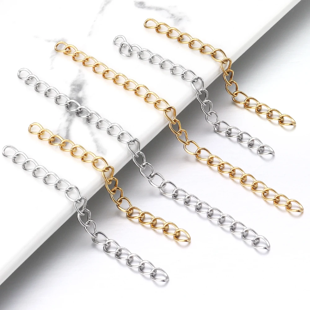 

Цепочка Из Нержавеющей Стали для ожерелья, удлиненная цепь для браслетов, ожерелий «сделай сам», 20-40 шт./упаковка, 50/70 мм