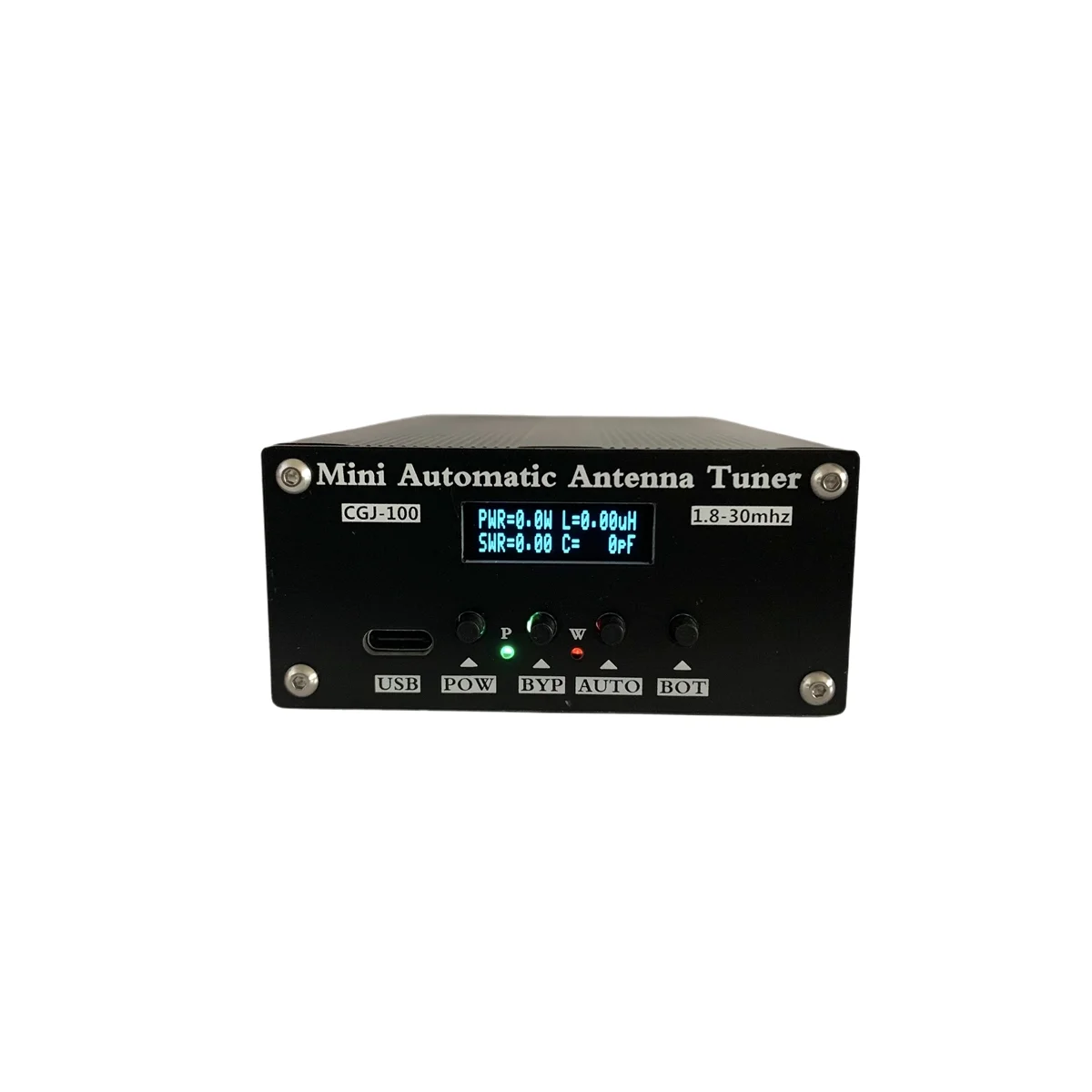 

CGJ-100 1.8-30MHz Mini Automatic Antenna Tuner with 0.91inch OLED Display for 5-100W Shortwave Radio Stations