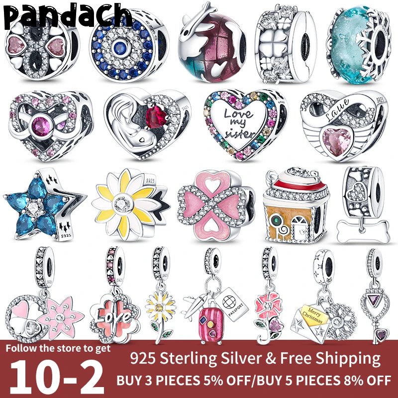 

Round heart charms plata de ley 925 fits pandora 925 original charm bracelet for women silver pendant bead fine diy jewelry 2022