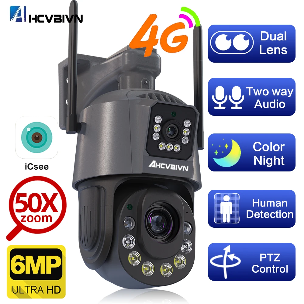 6MP 50X Zoom Dual Lens 4G Outdoor WiFi Security Camera 4K 8MP Camera CCTV Video Surveillance Color Night Vision Waterproof P2P
6MP 50X Zoom Dual Lens 4G Outdoor WiFi Security Camera 4K 8MP Camera CCTV Video Surveillance Color Night Vision Waterproof P2P