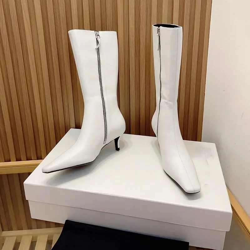 Square Toe Zip Knee High Long Boots Black White Genuine Leather Popular Designer Thin Heels Street Style Solid Color Glossy 2023
Square Toe Zip Knee High Long Boots Black White Genuine Leather Popular Designer Thin Heels Street Style Solid Color Glossy 2023