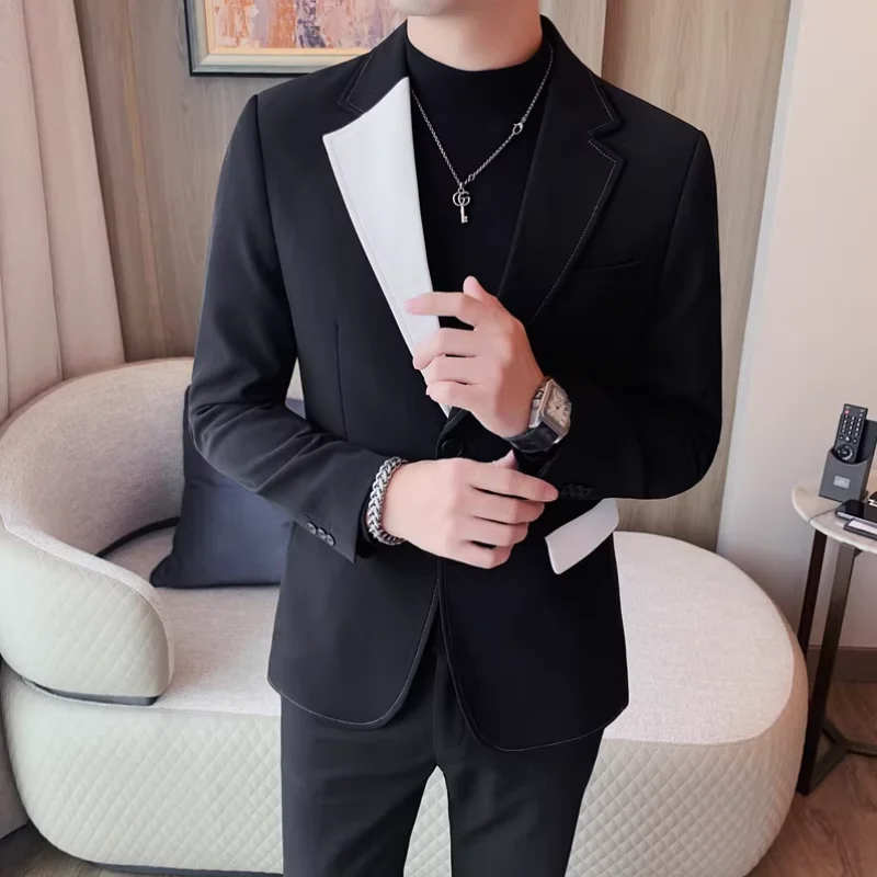 Пиджак мужской контрастный в стиле фетиш, повседневный деловой Блейзер, свадебное платье для жениха, банкета, мужская одежда
Пиджак мужской контрастный в стиле фетиш, повседневный деловой Блейзер, свадебное платье для жениха, банкета, мужская одежда