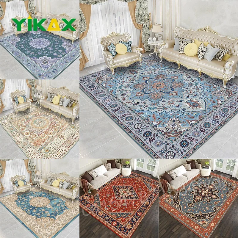 

Ethnic Style Bedroom Carpet Persian American Retro Carpets Large Area Living Room Decoration Rugs Cloakroom Lounge Rug Washable