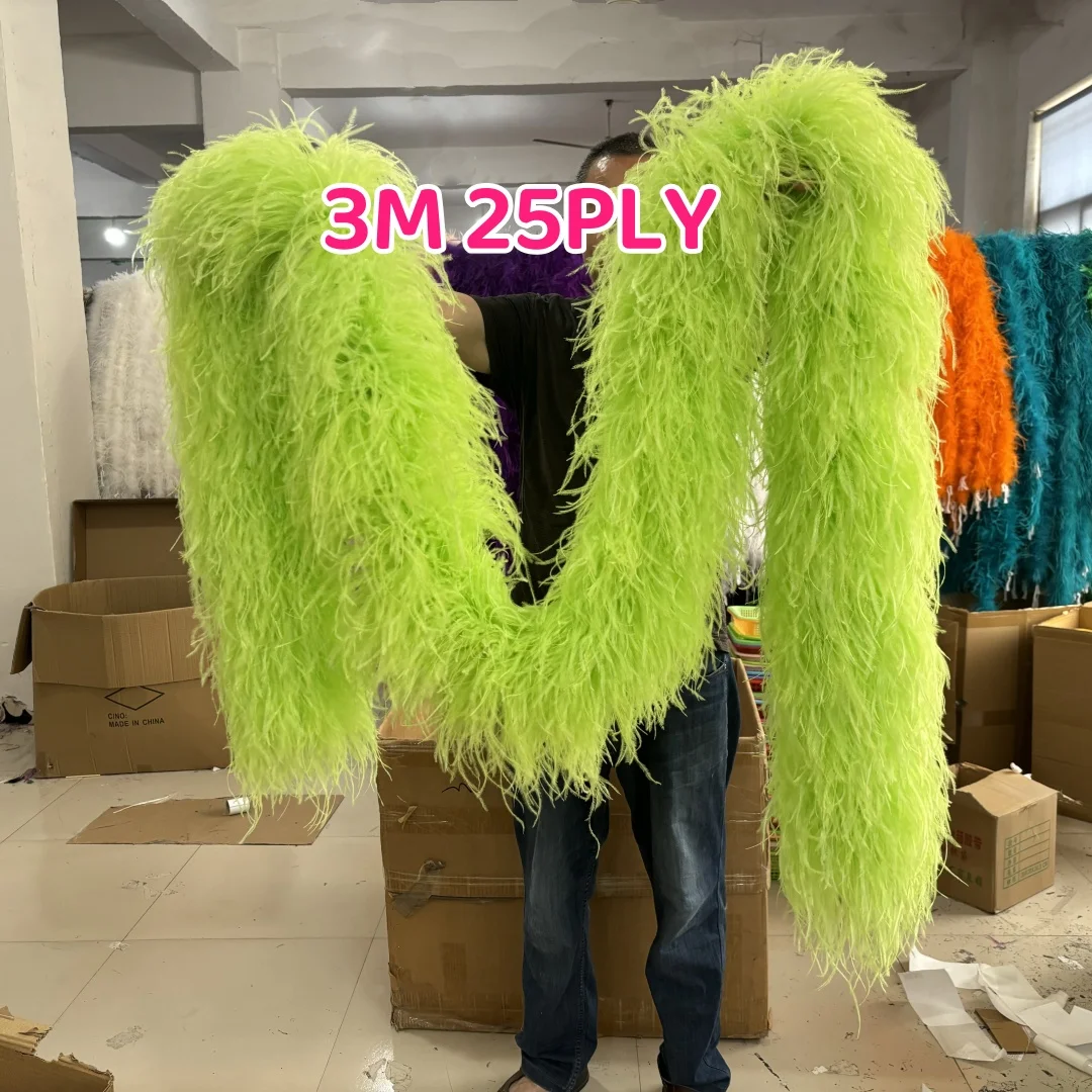 

3M Ostrich Feather Boa 3 6 10 20 25Ply Thick Plumas Scarf Shawl For Wedding Dress Party Clothing Dance Skirt Sewing Feather Trim