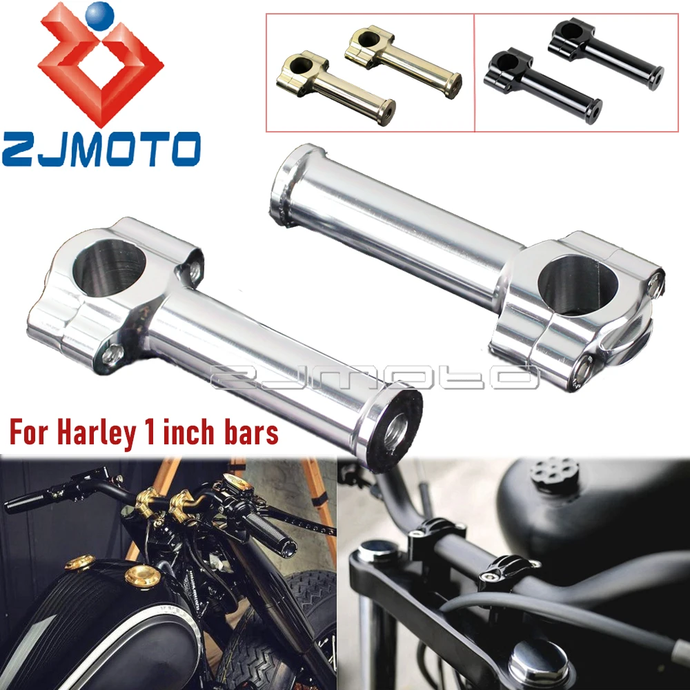 

Motorcycle Hollow 5.5" Handlebar Riser Kit 1" Handle Bar Risers Mount Clamp For Touring Softail Sportster XL 883 1200 Cafe Racer