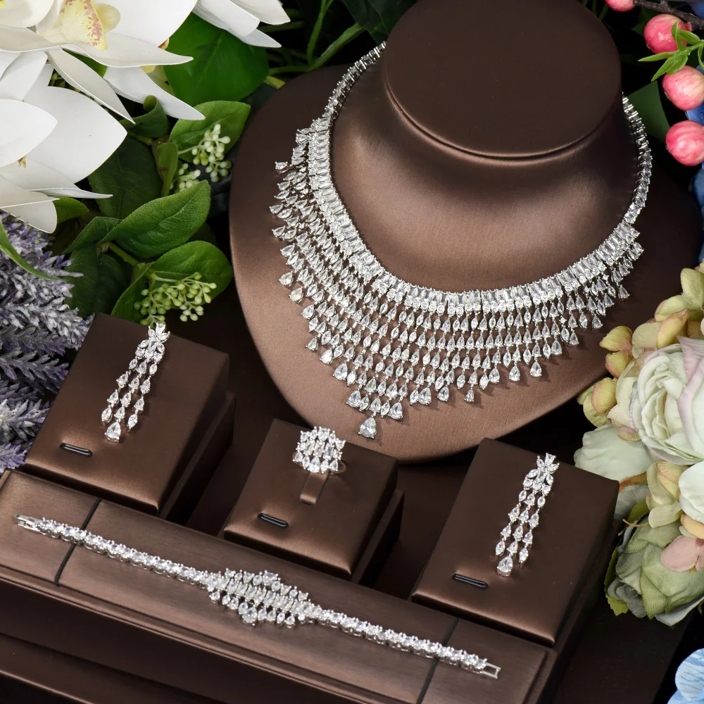 HIBRIDE Sparkling Bridal Wedding Jewelry Sets CZ Classic Design Women 4pcs Set Engagement Ceremony and Anniversary bijoux N-760
HIBRIDE Sparkling Bridal Wedding Jewelry Sets CZ Classic Design Women 4pcs Set Engagement Ceremony and Anniversary bijoux N-760