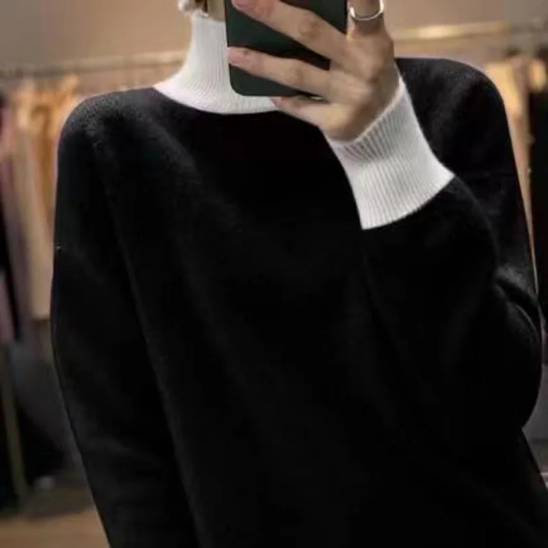 Autumn and Winter New 100% Woolen Sweater Women's Half High Collar Long Sleeve Pullover Loose Knit Bottoming Shirt
Autumn and Winter New 100% Woolen Sweater Women's Half High Collar Long Sleeve Pullover Loose Knit Bottoming Shirt