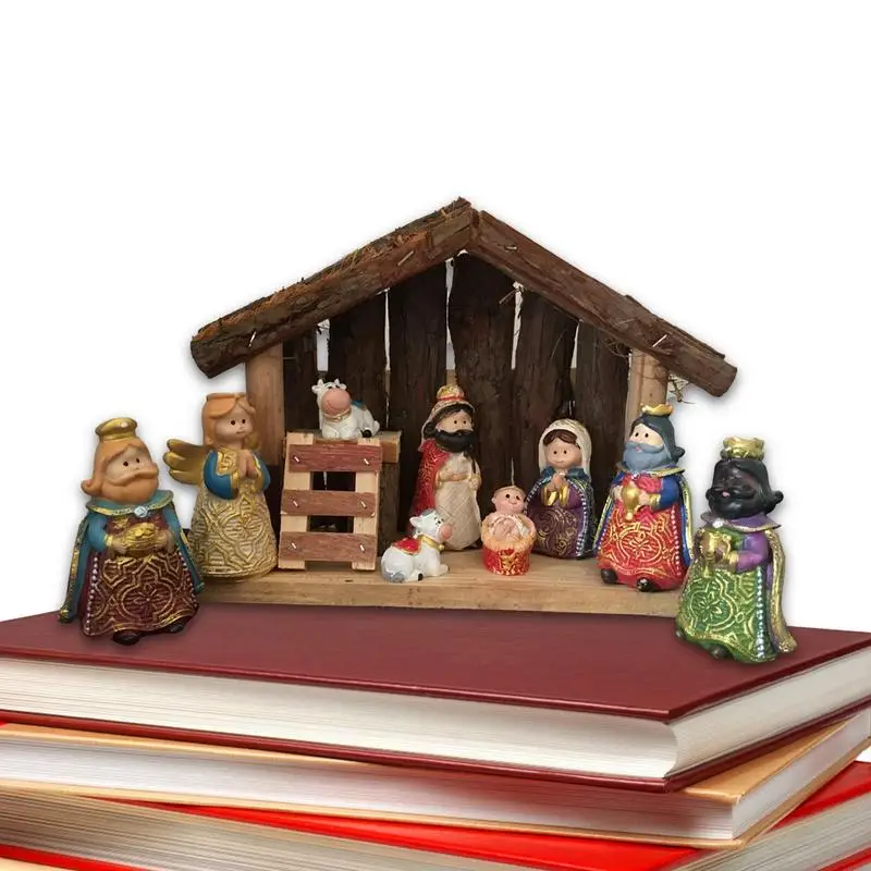 

Resin Nativity Figurines Set Delicate Nativity Sets For Christmas Indoor Outdoor Decorations 10Pcs Nativity Figurine Statues