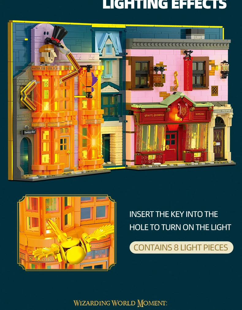 1940PCS Diagon Alley Book Building Blocks Classic Movie Scene Magic Bookstore Model Bricks Desktop Decoration Kids DIY Toys Gift 1940PCS Diagon Alley Book Building Blocks Classic Movie Scene Magic Bookstore Model Bricks Desktop Decoration Kids DIY Toys Gift