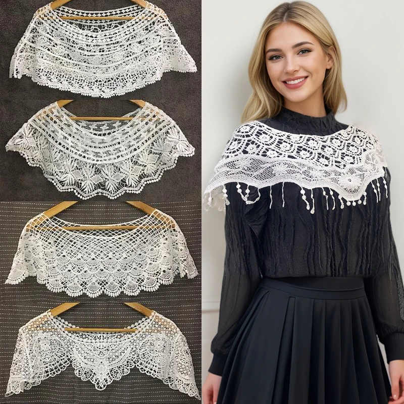 Milk White Elegant Embroidered Shawl Large Lace Collar Women Trendy Outdoor Travel Accessories Hollowed-out cape
Milk White Elegant Embroidered Shawl Large Lace Collar Women Trendy Outdoor Travel Accessories Hollowed-out cape