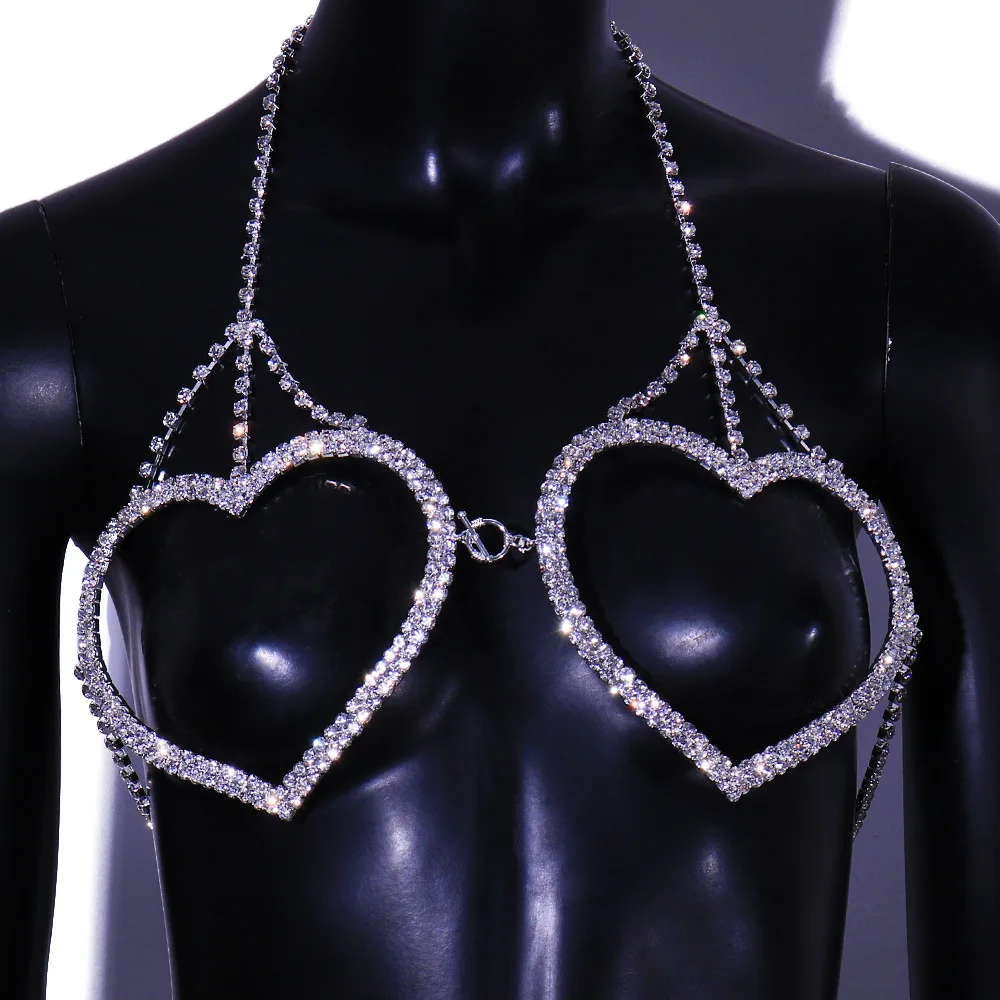 Chest Body Chain Jewelry Bikini Bra For Women New Glitter Crystal Rhinestone Chains Heart Shaped Hollow Out Sexy Lingerie
Chest Body Chain Jewelry Bikini Bra For Women New Glitter Crystal Rhinestone Chains Heart Shaped Hollow Out Sexy Lingerie