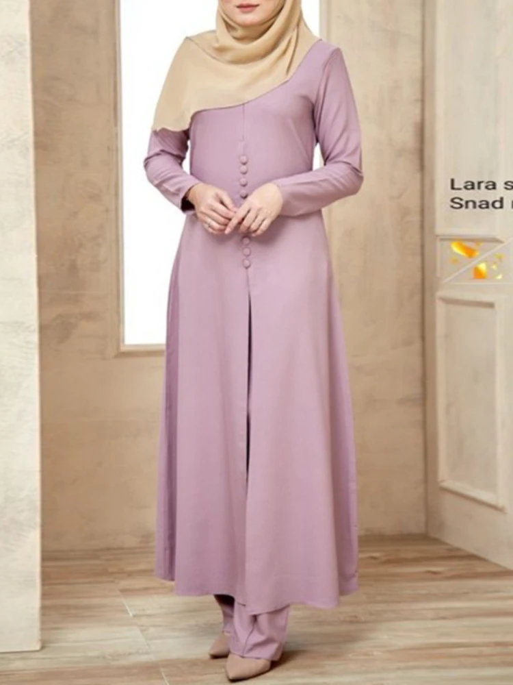 Muslim 2 Piece Set Abaya Dress Set 2 Piece Women Arab Turkey Dubai Split O Neck Long Sleeve Eid Ramadan Islamic Ropa Pant Sets
Muslim 2 Piece Set Abaya Dress Set 2 Piece Women Arab Turkey Dubai Split O Neck Long Sleeve Eid Ramadan Islamic Ropa Pant Sets