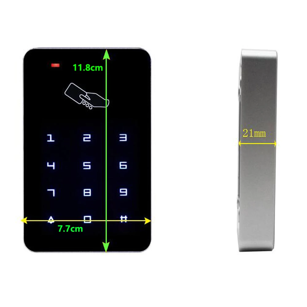 

125Khz RFID Standalone Access Controler 13.56Mhz Card Reader Keypad Wiegand input Door Lock 1000 User Backlight Touch