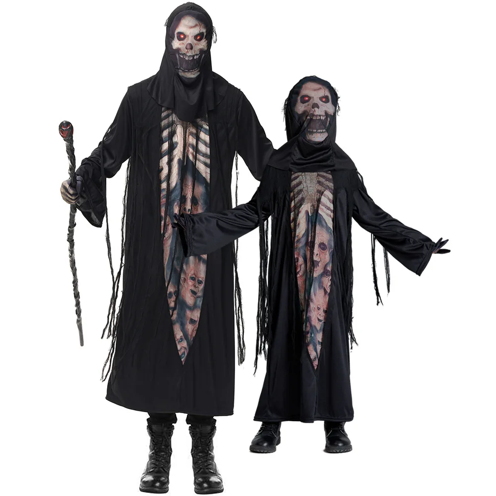 Parent-Child Halloween Scary Grim Reaper Ghost Robes Skull Skeleton Costumes Cosplay Carnival Party Clothes Stage Wear
Parent-Child Halloween Scary Grim Reaper Ghost Robes Skull Skeleton Costumes Cosplay Carnival Party Clothes Stage Wear