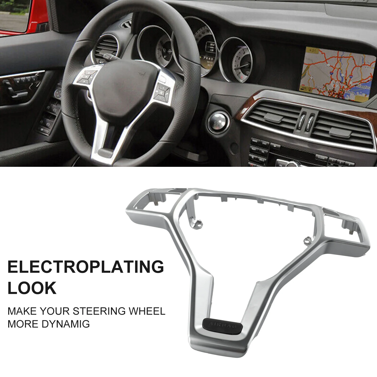 

1x Steering Wheel Direct Installation For Benz For Mercedes Silver W204 W212 C E CLA 2012-14 Correct Connector