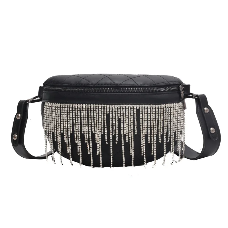 

Women's Bag 2023 New Wide Shoulder Strap Rivet Tassel Chest Bag Crossbody Fanny Pack Fashion Texture