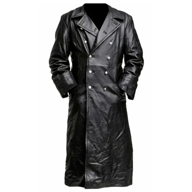 

Men Luxury Fashion Medieval Steampunk Gothic Long Leather Jackets Vintage Winter Outerwear Faux Leather Trench Coat S-5XL